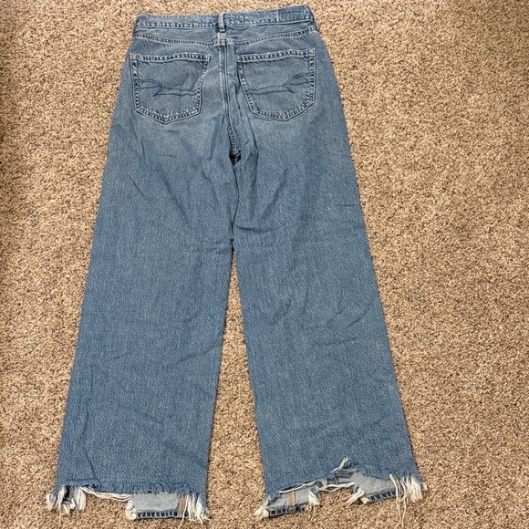 Women’s American Eagle Outfitters Distressed Blue Flare Jeans - Picture 6 of 8